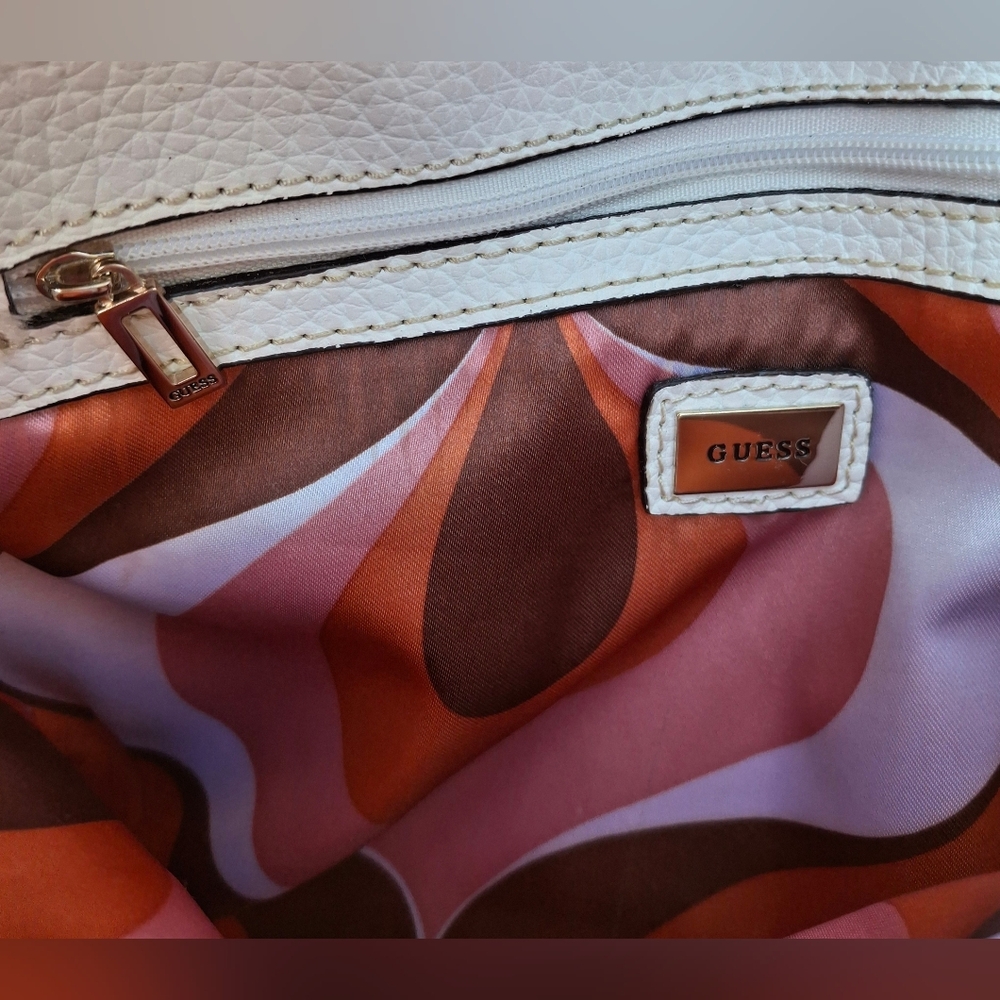 Rare New Vintage Y2K Guess Leopard Print & White Faux Leather Shoulder Bag - Picture 10 of 15